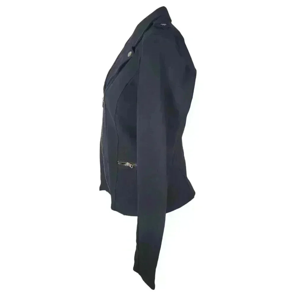 Marc NY Andrew Marc Knit Moto Navy Jacket Size Medium - Picture 3 of 12